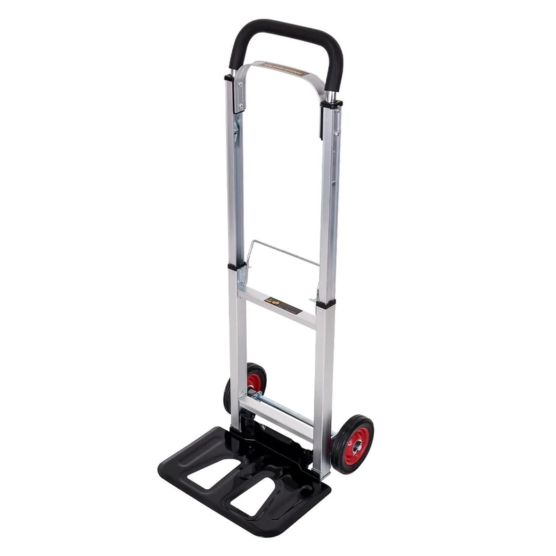 TOUGH MASTER Folding Hand Truck 90 kg Capacity Aluminium Framed with Steel Platform Folding Trolley on Wheels with Extendable Handle