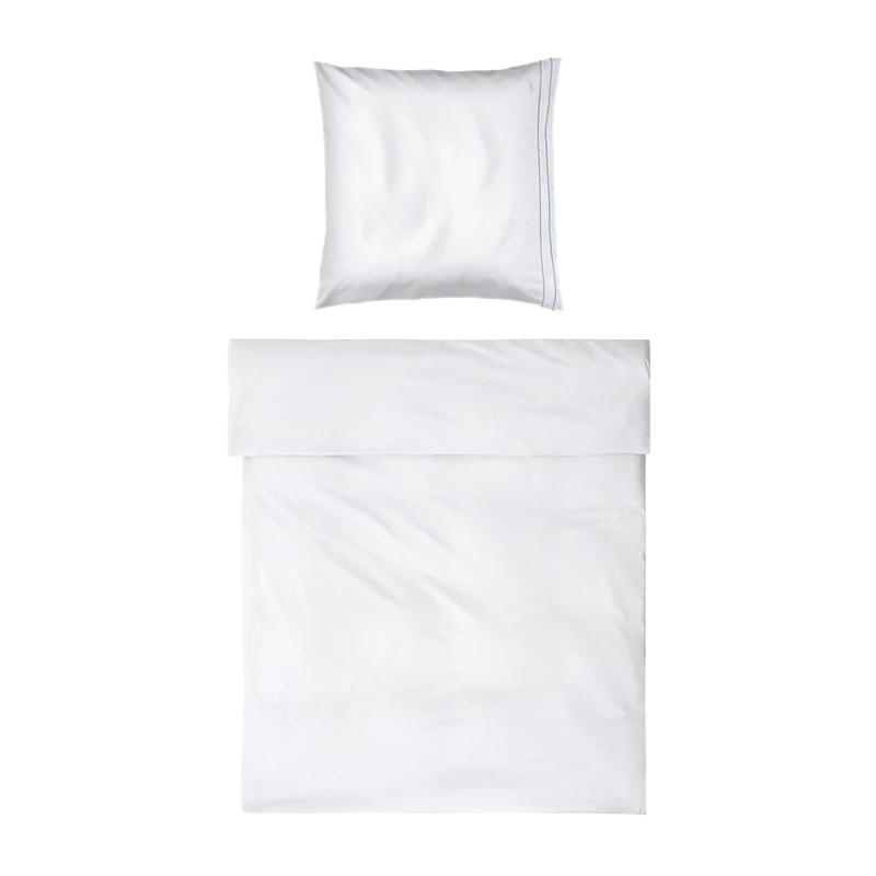 Möve Noblesse Bed Linen Set 155 x 220 cm + 80 x 80 cm 100% Cotton White/Light Blue