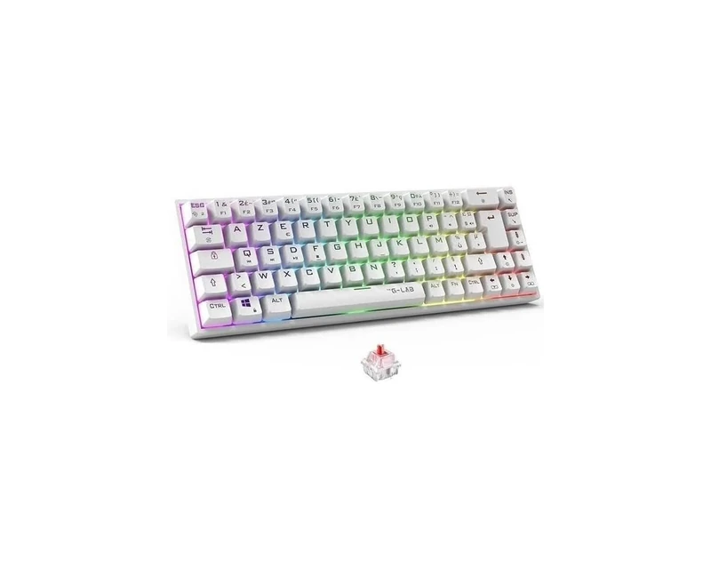 The G-Lab - Keyz Titanium WL - Wireless Gaming Keyboard 65% AZERTY - Mechanical Switch Red Keyboard, RGB 100% Customizable, Programmable Macros - Wireless PC, PS4, PS5, Xbox – White
