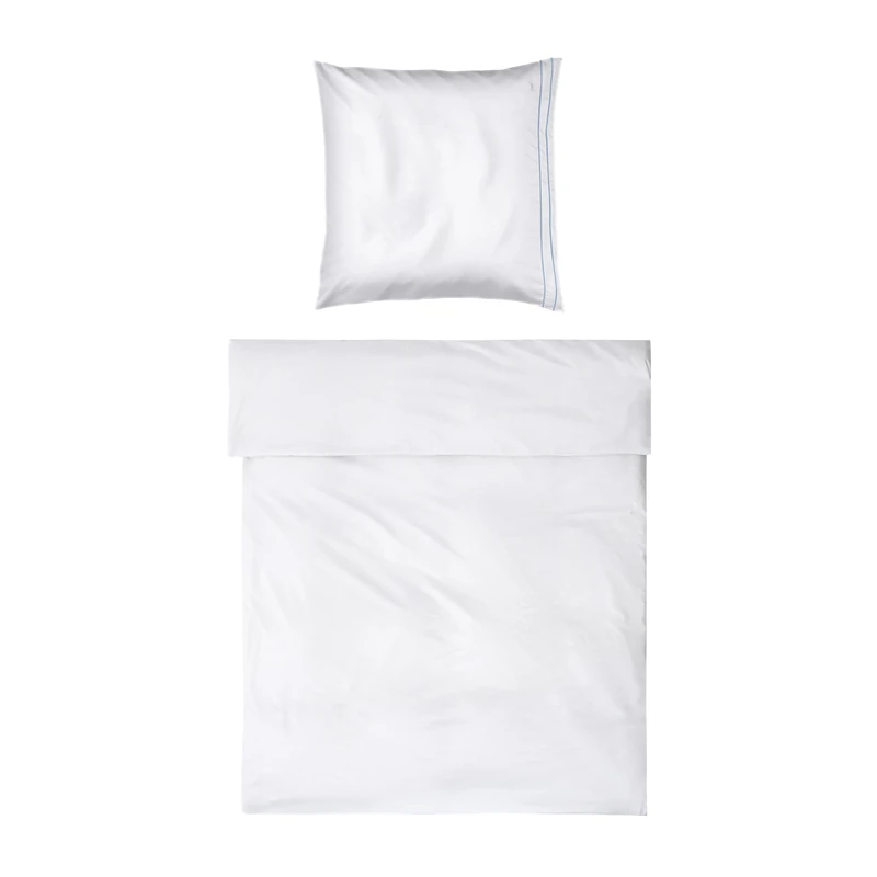 Möve Noblesse Bed Linen Set 135 x 200 cm + 80 x 80 cm 100% Cotton White/Light Blue