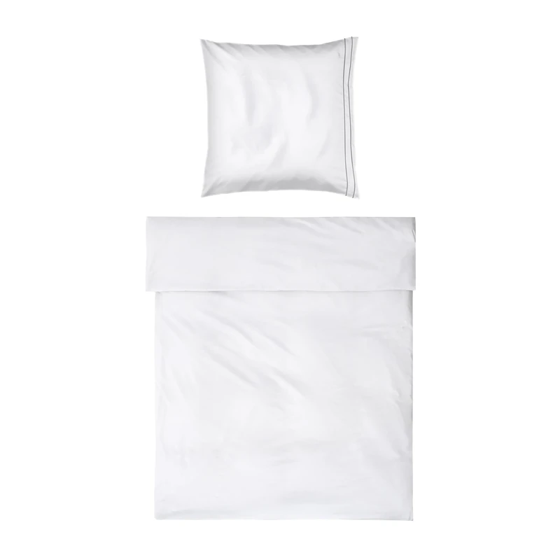 Möve Noblesse Bed Linen Set 155 x 220 cm + 80 x 80 cm 100% Cotton White/Grey