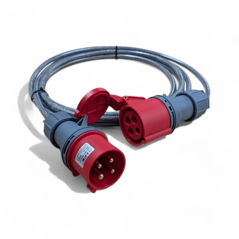 3 Phase 32A 4 Pin 415V IP44 Extension Lead 4m – IEC 60309 3P+E Red – SY Ultra Heavy Duty Armoured Cable – PAT Tested (4 Metre)