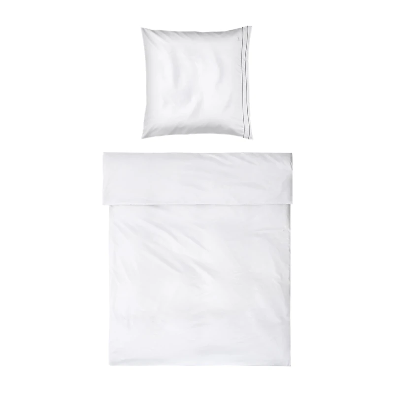 Möve Noblesse Bed Linen Set 135 x 200 cm + 80 x 80 cm 100% Cotton White/Grey