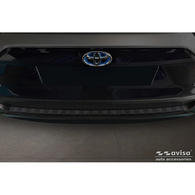 Avisa Matt Black Stainless Steel Rear bumper protector compatible with Toyota RAV4 (5th Gen.) 2018- & Suzuki Across 2020- 'Ribs'