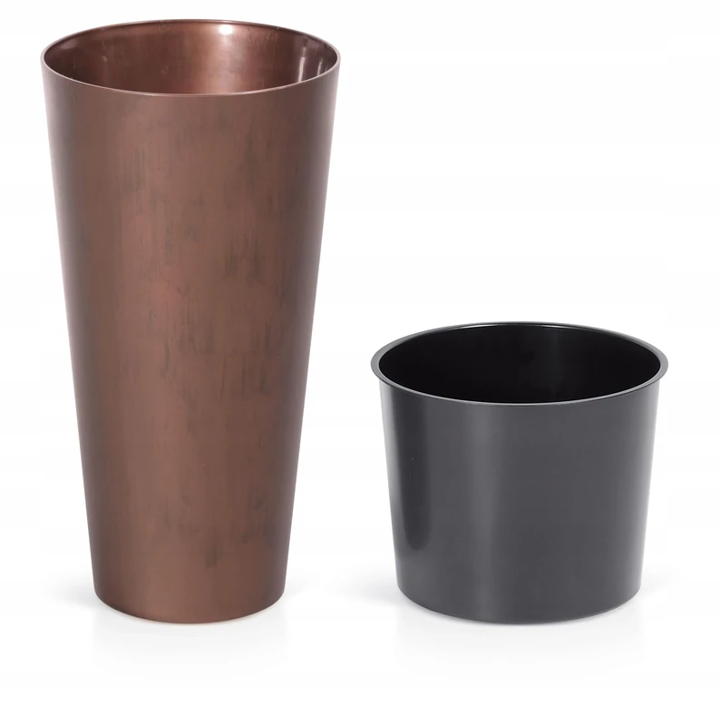 B2C Planter Plant Pot Flowerpot Cylinder Outdoor Garden Balcony Indoor Beton Tall Slim Concrete Effect Modern (Corten Steel, 38.1cm)