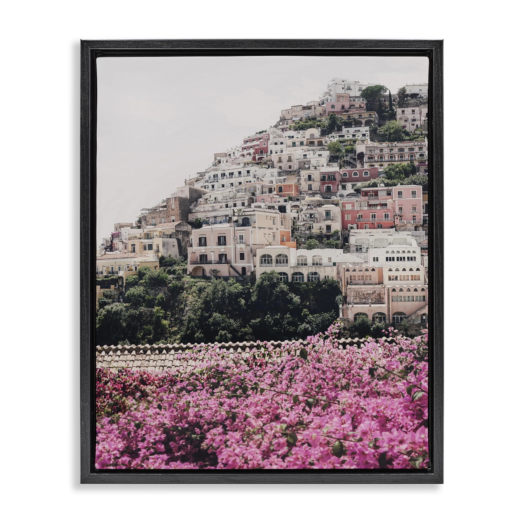 Stupell Industries Positano Town Architecture Framed Floater Canvas Wall Art Design by Sisi and Seb, Black Floater Frame, 25 x 31