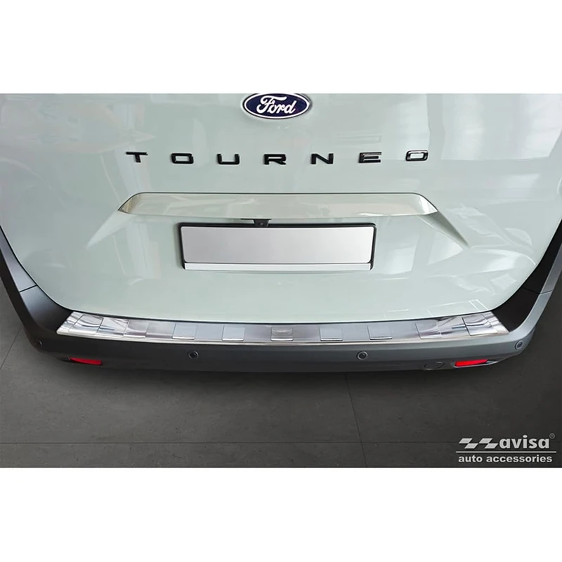 Avisa Stainless Steel Rear Bumper Protector compatible with Ford Tourneo Courier II/Transit Courier II 2023- 'Ribs' - Image 1