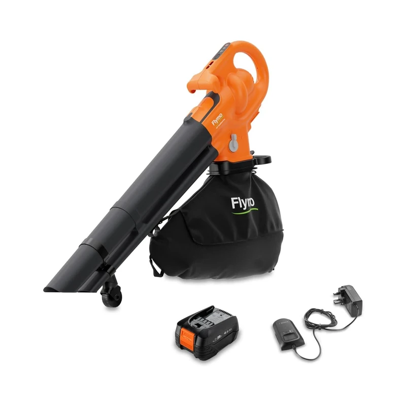 Flymo 18V EasiBlowVac Cordless Leaf Blower & Vacuum – Lightweight & Powerful 3-in-1 Garden Tool for Blowing, Vacuuming & Mulching – Battery & Charger Included, Orange