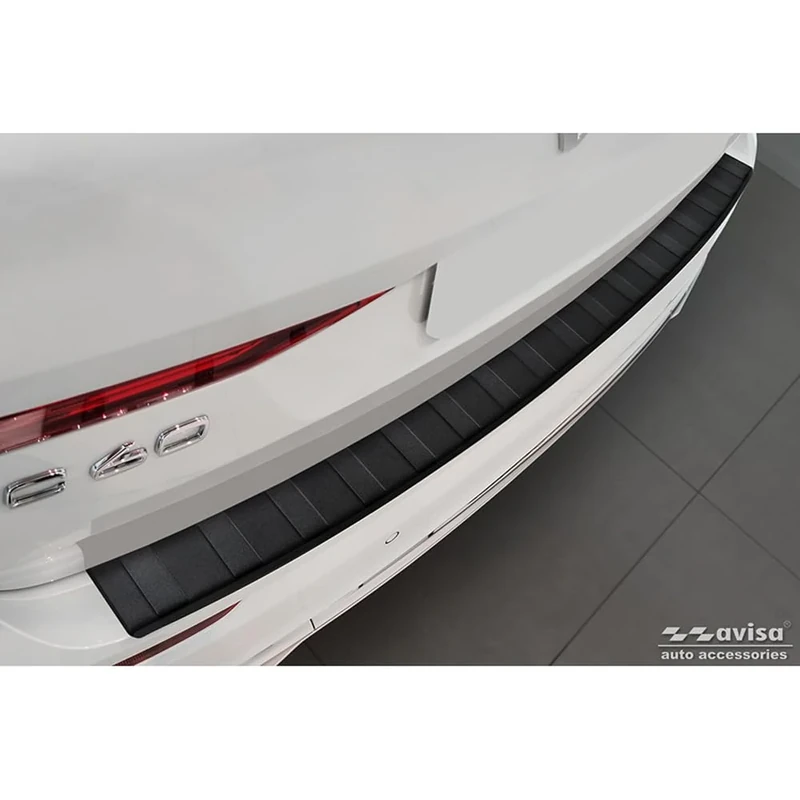 Avisa Matt Black Stainless Steel Rear bumper protector compatible with Volvo XC60 II 2017-2021 & FL 2021- incl. R-Design & Plug-in-Hybrid 'Ribs'