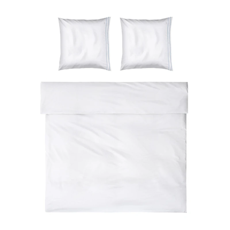 Möve Noblesse Bed Linen Set 200 x 200 cm + 2 x 80 x 80 cm 100% Cotton White/Light Blue