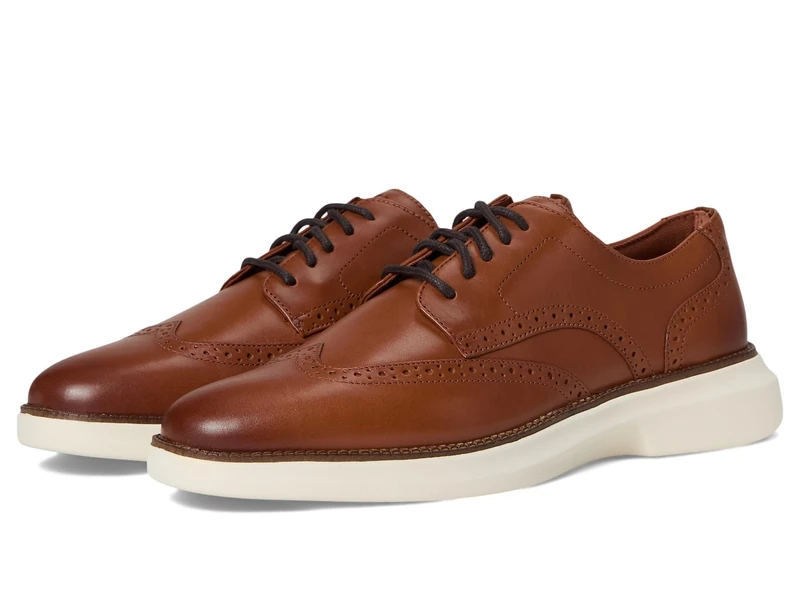 Cole Haan Men's Grand Shadowlite Wingtip Oxford, British Tan/Dark Chocolate, 7.5-M US