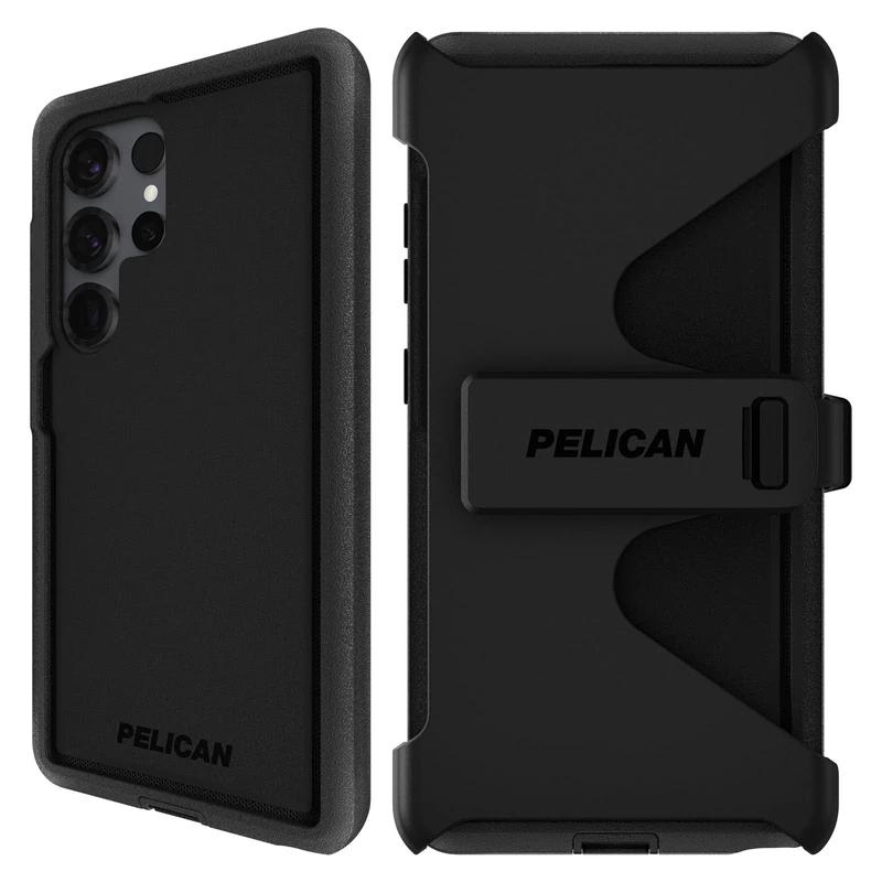 Pelican Voyager Samsung Galaxy S25 Ultra Case [Magnetic and Wireless Charging] Case w/ 18ft MIL-STD Drop Protection - Heavy Duty Cover w/Belt Clip Holster for Samsung Galaxy S25 Ultra - Black