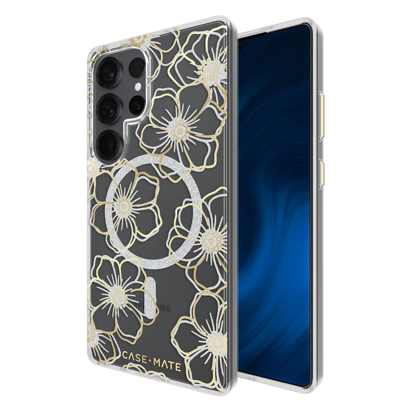 Case-Mate Samsung Galaxy S25 Ultra Case [Magnetic and Wireless Charging] - Sparkly Floral Phone Cover with 12ft Drop Protection - Premium Phone Case for Samsung Galaxy S25 Ultra 6.9" - Floral Gems