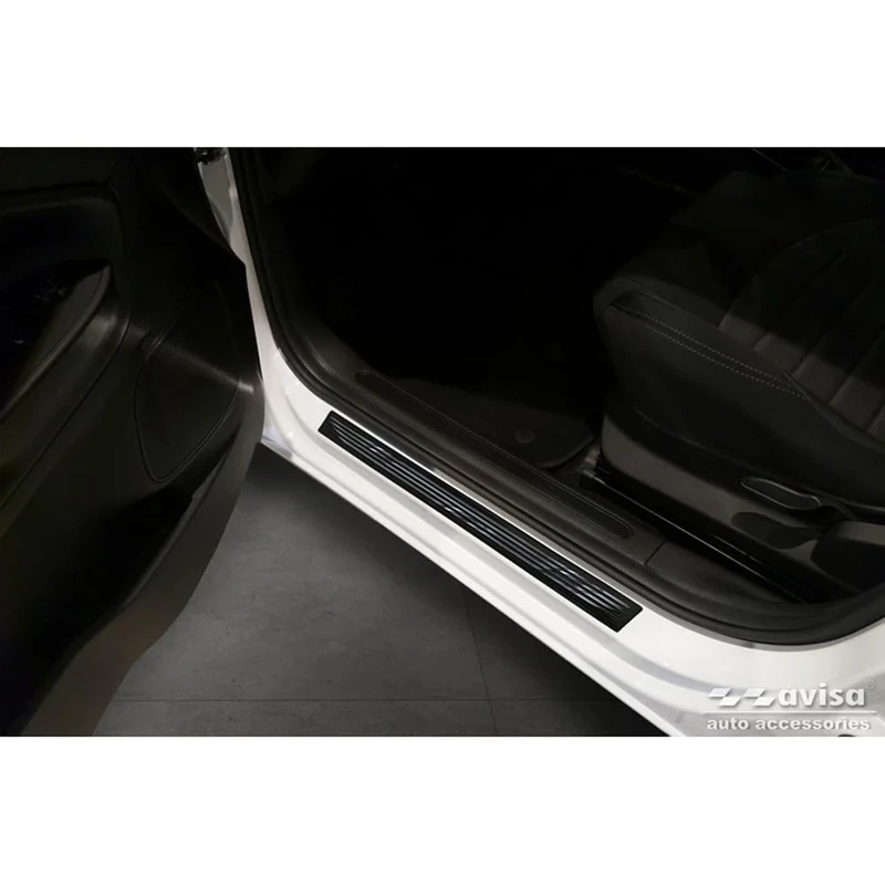 Avisa Universal Door Sill Protector Set 'Mirror Black' Aluminium/Black - 2-Pieces - 54 x 4 cm