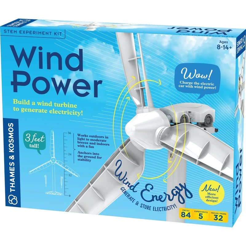 Thames & Kosmos Wind Power V5 STEM Kit | Build a Realistic Wind Turbine to Generate Electricity | Ages 8+ | Renewable Energy Science for Kids & Adults | Hands-On Learning for Home or Classroom