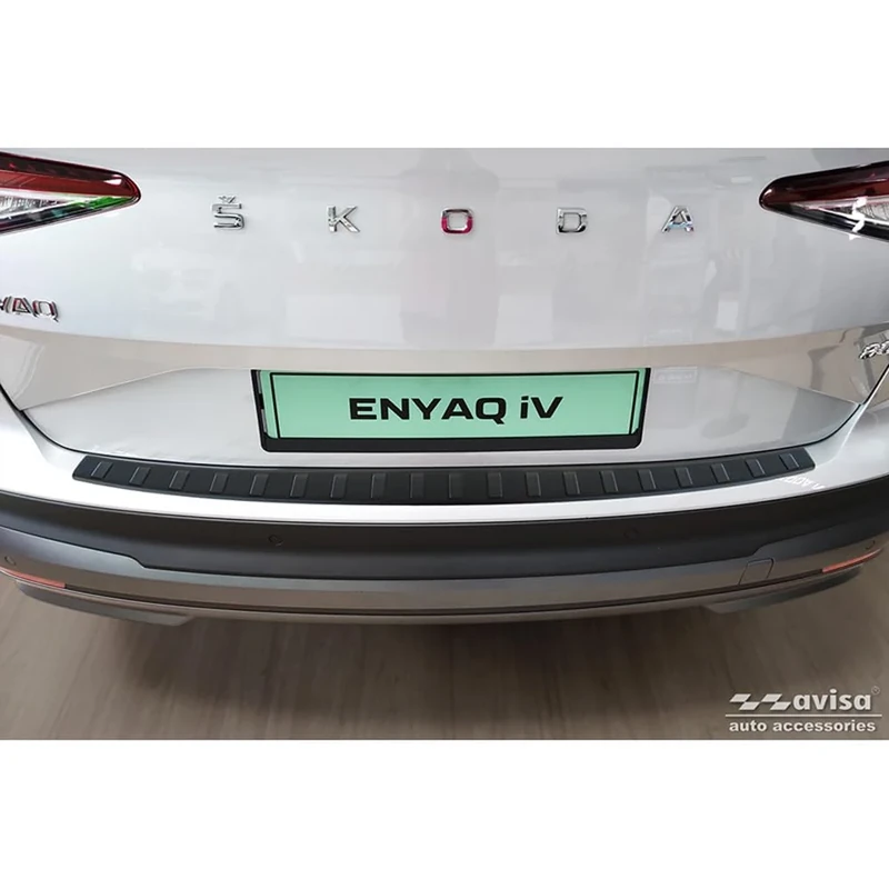 Avisa Matt Black Stainless Steel Rear bumper protector compatible with Skoda Enyaq iV/Enyaq Coupe iV 2022- 'Ribs'
