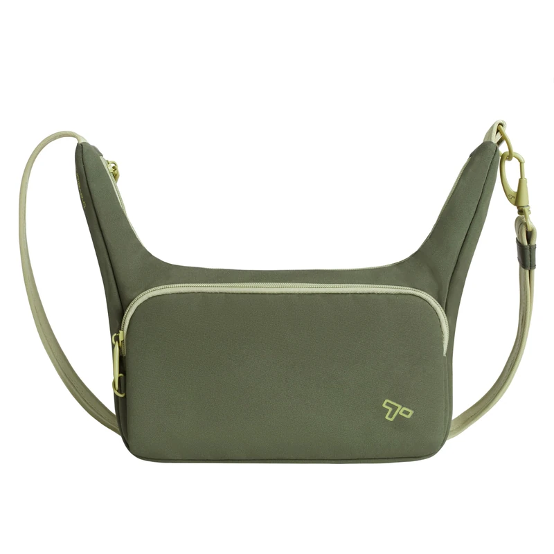 Travelon Unisex-Adult Anti-Theft The Voyages East/West Crossbody, Olive, 9.75" W x 6" H (Center) x 10" H (Wing) x 4.75" D