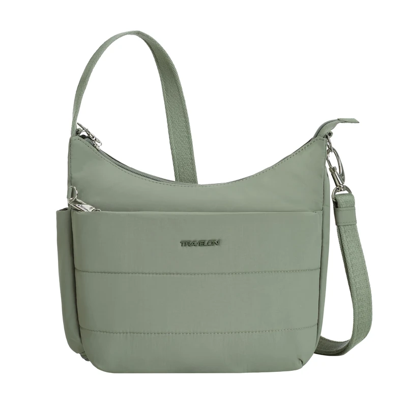 Travelon Unisex-Adult Anti-Theft Roam Medium Crossbody, Moss, 8" H(Center) x 9.75" H(Wing) x 11W x 3" D
