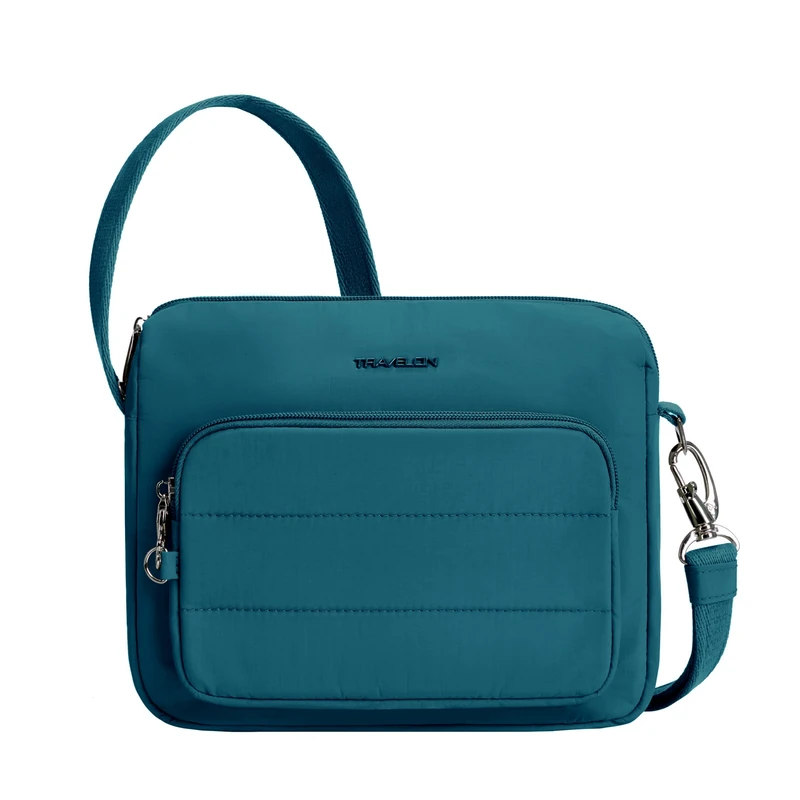 Travelon Anti-Theft Roam East/West Crossbody, Capri Blue, 10.25”W X 8”H X 2.5”D