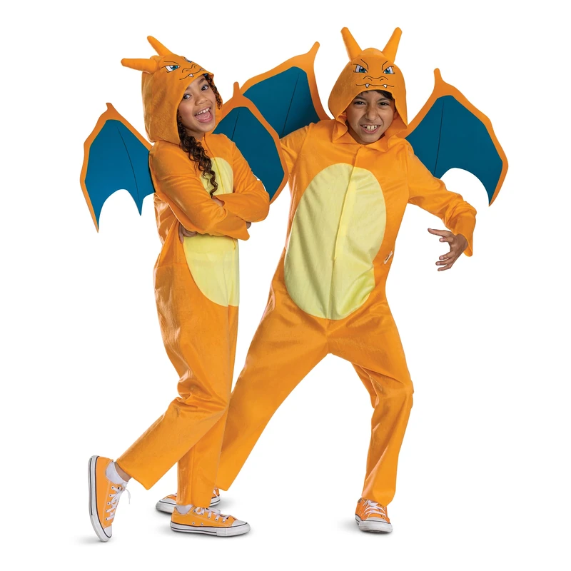 Disguise Pokémon Charizard Jumpsuit for Kids, Officially Licensed, Includes Detailed Hood with Dimensional Details & Wings, Soft Fabric, for Ages 4-6, 7-8 & 10-12 Years