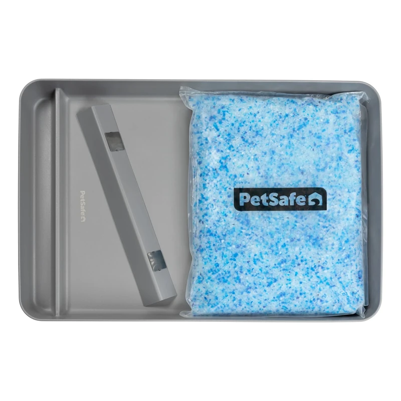 Official PetSafe ScoopFree Stainless Steel Reusable Tray - Includes 4.3 lb. of Premium Non-Clumping Crystal Cat Litter, Fresh Scent