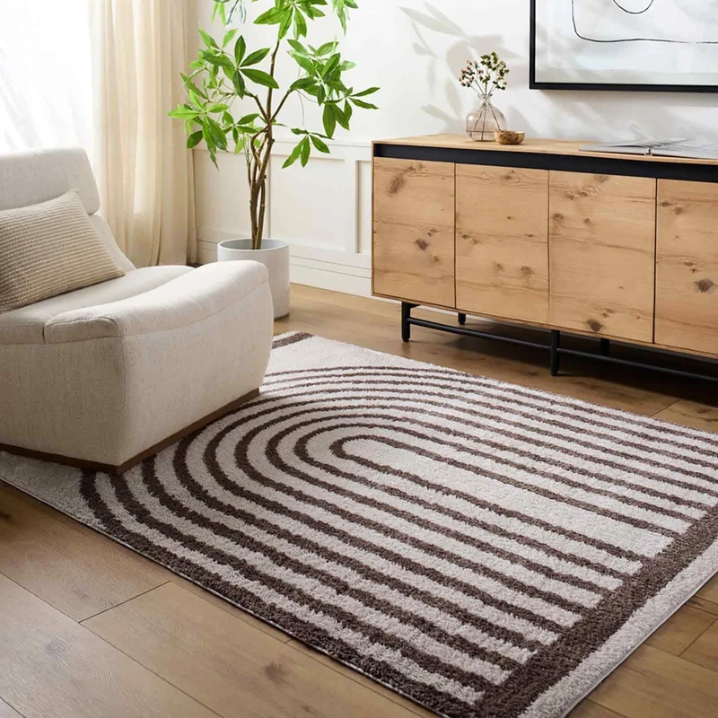 Livabliss Garissa Shaggy Rug - Modern Berber Rugs Living Room, Large 160x213 cm, Soft Shaggy Rugs for Bedroom - Neutral Boho Fluffy Rug, Easy Care Plush Thick Pile - Light Beige, Dark Brown