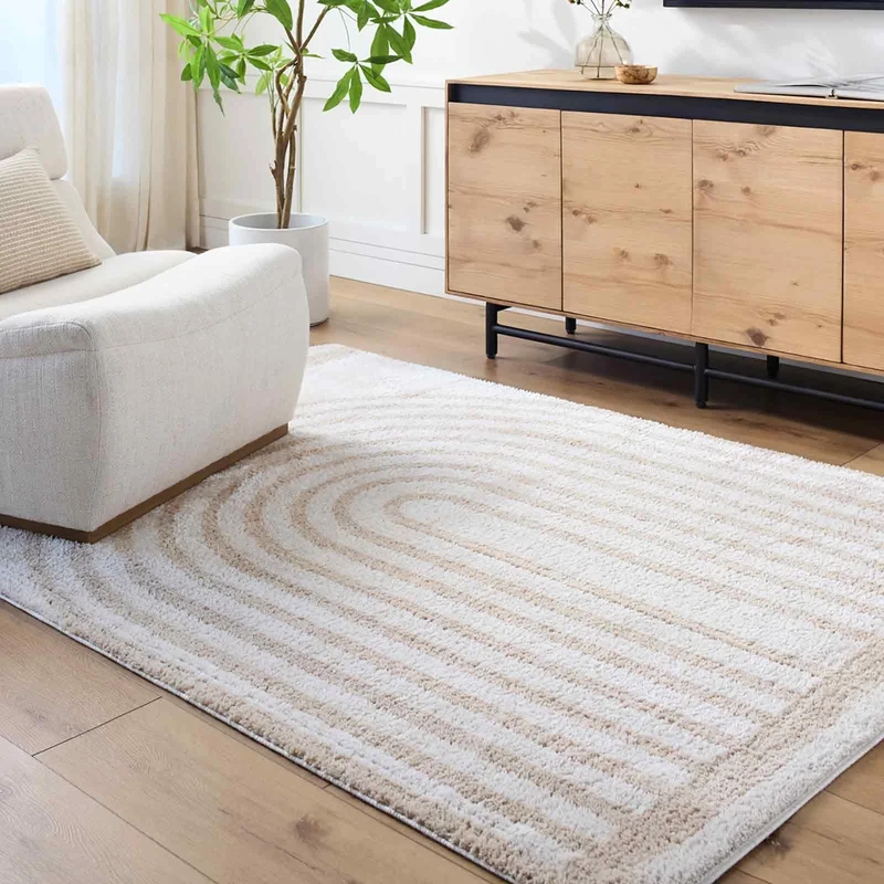 Livabliss Garissa Shaggy Rug - Modern Berber Rugs Living Room, Large 200x275 cm, Soft Shaggy Rugs for Bedroom - Neutral Boho Fluffy Rug, Easy Care Plush Thick Pile - Light Beige, Beige