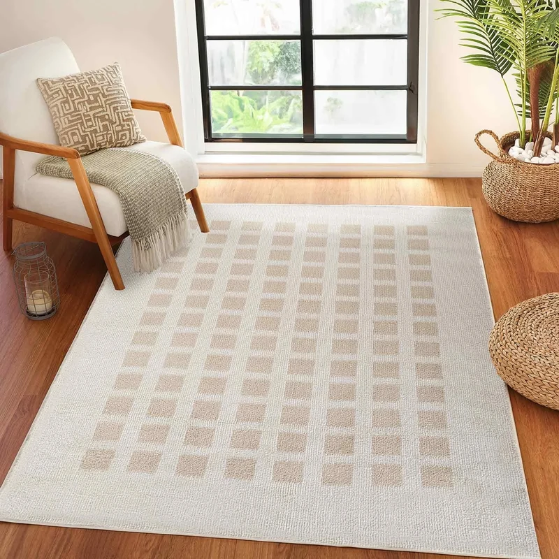 Livabliss Kisumu Shaggy Rug - Modern Berber Rugs Living Room, Large 200x275 cm, Soft Shaggy Rugs for Bedroom - Neutral Boho Fluffy Rug, Easy Care Plush Thick Pile - Light Beige, Beige