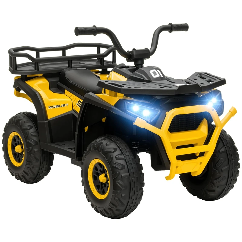 AIYAPLAY 12V Kids Electric Ride on ATV Quad Bike for Ages 3-5 Years Yellow