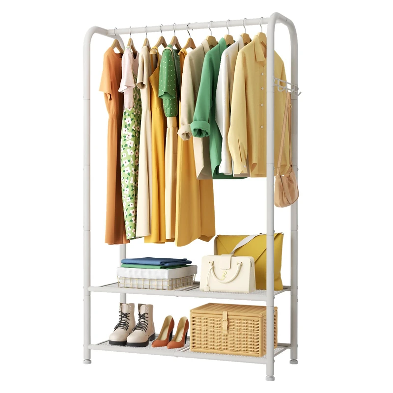 SINGAYE Wardrobe Standing Closet Clothing Rack With Shelf Hanging Clothes