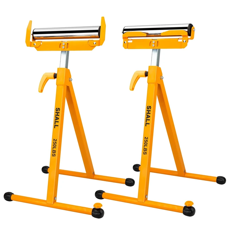 Shall 2-Pack Folding Roller Stand - Heavy Duty 250 LBS Load Capacity - 27.8-43'' Adjustable Height - for Table Saw Outfeed Woodworking - Image 1