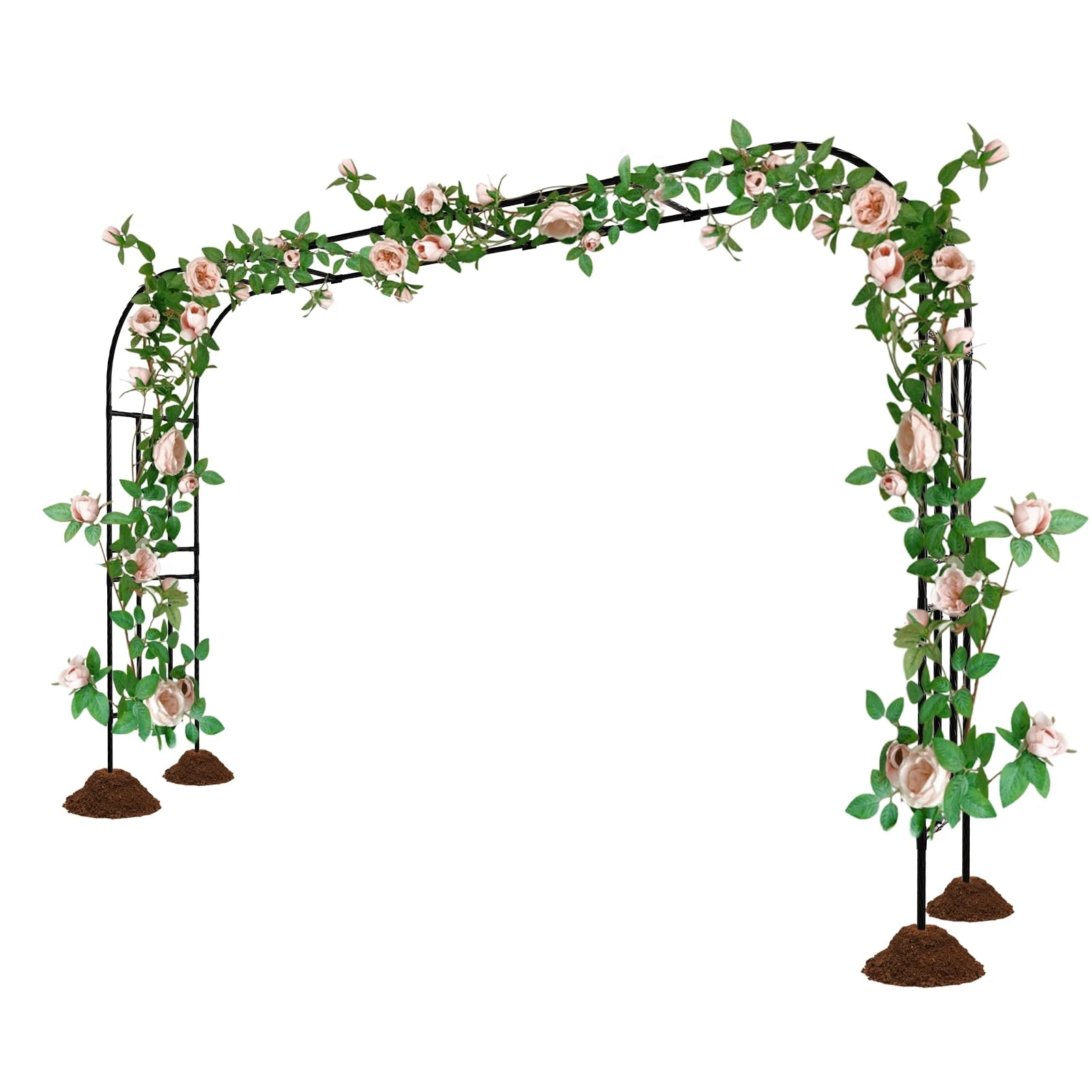 RUCOIN Garden Arch Trellis - Ultrathick Wall Pipe (25MM) - 157(L) *105(H) inch, Steel Pipe Anti-Rust Technology, Suitable for Garden, Wedding, Party Decoration, Black