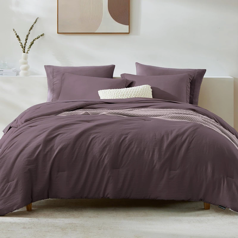Queen Comforter Set-7 Pieces Soft Prewashed Bed in a Bag Queen Bedding Sets