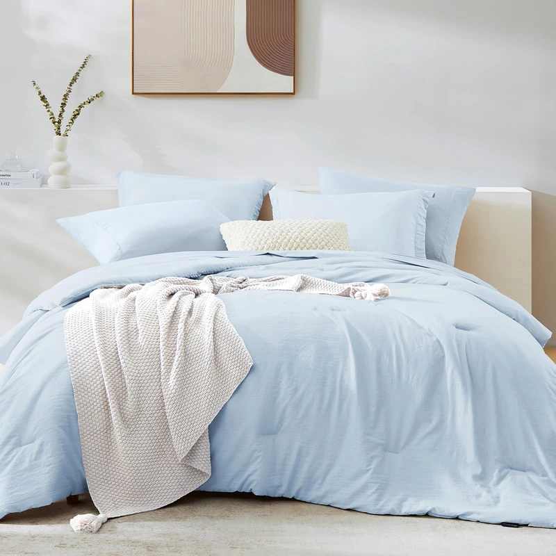 King Size Comforter Set- 7 Pieces Prewashed Bed in a Bag King Bedding Sets