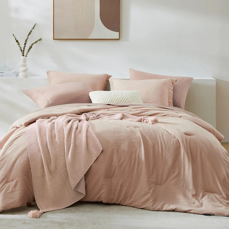 King Size Comforter Set- 7 Pieces Prewashed Bed in a Bag King Bedding Sets
