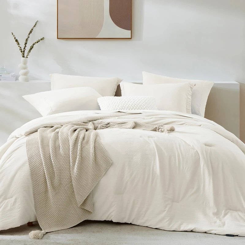King Size Comforter Set- 7 Pieces Prewashed Bed in a Bag King Bedding Sets