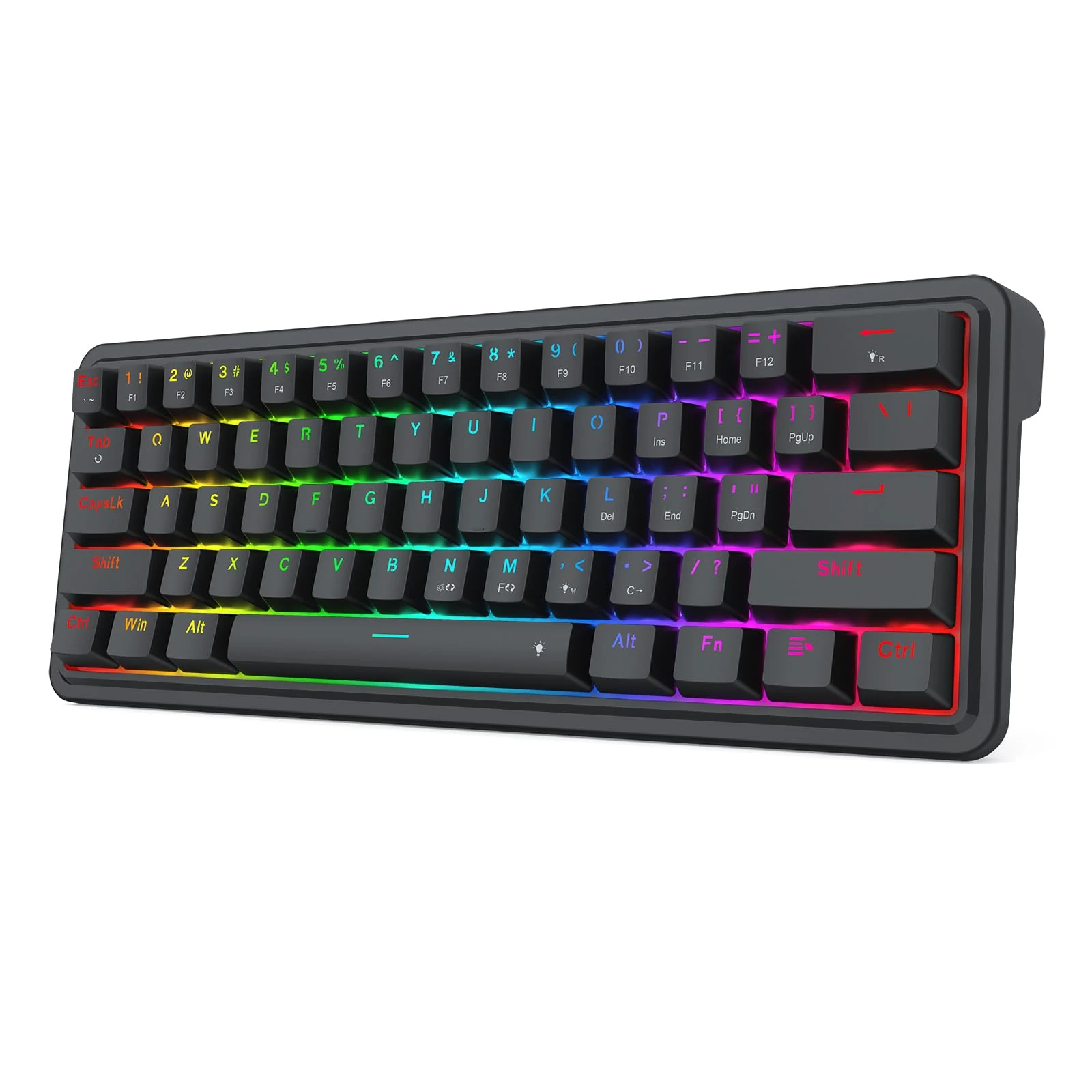 Redragon K722 60% Wired Gasket RGB Gaming Keyboard, 61 Keys Hot-Swap Compact Mechanical Keyboard w/Free-Mod Socket, 3-Layer Noise Dampening, Quiet Custom Linear Switch
