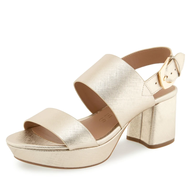 Aerosoles Women's Camilia Heeled Sandal, Gold Metallic Textured Faux Leather, 5.5 UK