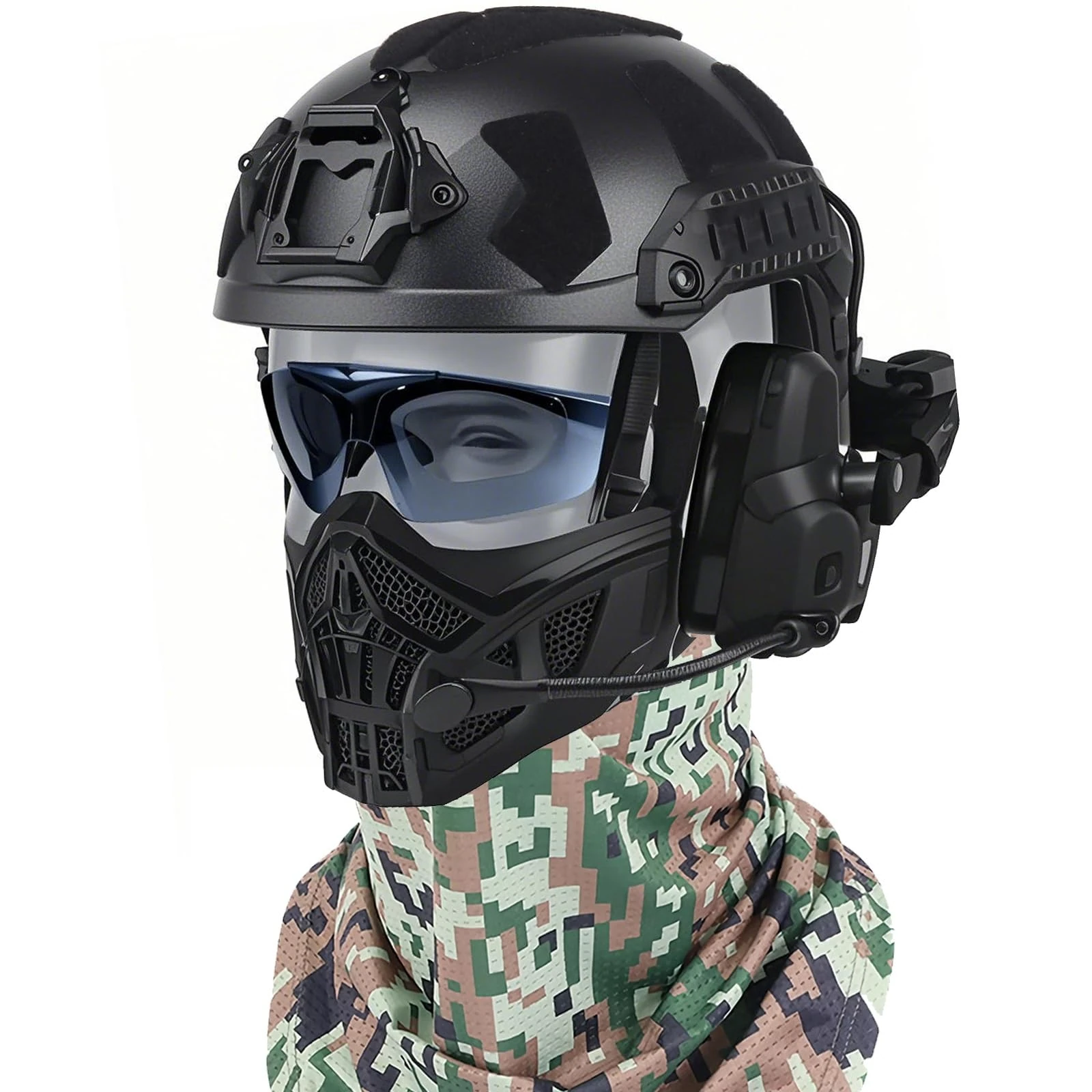 ZFFOZZ Forestshadow Verdantblade Tactical Set, With Helmets Goggles Headphones and Masks, For Paintball Cosplay and Various Tactical Activities, Bringing You a Whole New Activity Experience!(Black)