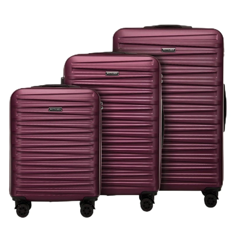 WITTCHEN Skyspeed Line ABS Hard Shell Suitcase Travel Suitcase Trolley Combination Lock Telescopic Handle 4 Wheels, Maroon, Koffer-Set 3tlg., 3 Piece Suitcase Set
