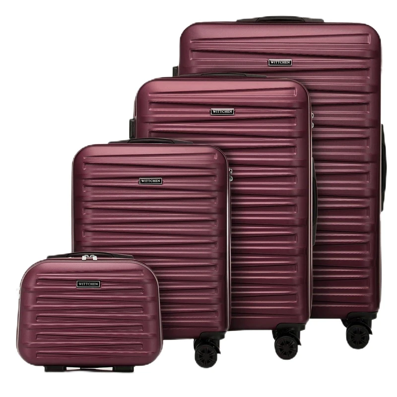 WITTCHEN Skyspeed Line ABS Hard Shell Suitcase Travel Suitcase Trolley Combination Lock Telescopic Handle 4 Wheels, Maroon, Koffer-Set 4tlg., 4-piece Suitcase Set.