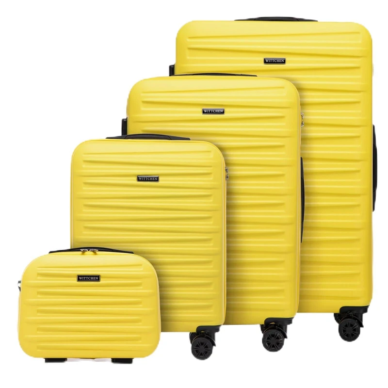 WITTCHEN Skyspeed Line ABS Hard Shell Suitcase Travel Suitcase Trolley Combination Lock Telescopic Handle 4 Wheels, Yellow, Koffer-Set 4tlg., 4-piece Suitcase Set.