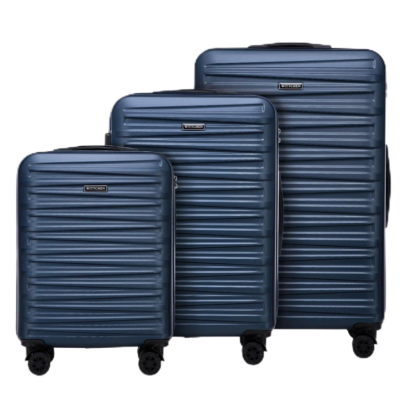 WITTCHEN Skyspeed Line ABS Hard Shell Suitcase Travel Suitcase Trolley Combination Lock Telescopic Handle 4 Wheels, Navy, Koffer-Set 3tlg., Briefcase