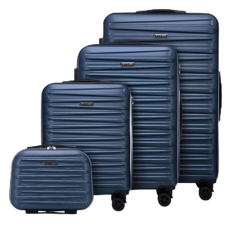 WITTCHEN Skyspeed Line ABS Hard Shell Suitcase Travel Suitcase Trolley Combination Lock Telescopic Handle 4 Wheels, Navy, Koffer-Set 4tlg., 4-piece Suitcase Set.