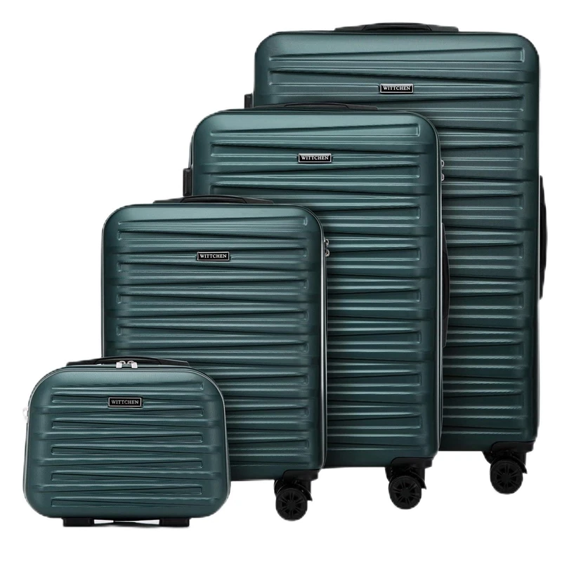 WITTCHEN Skyspeed Line ABS Hard Shell Suitcase Travel Suitcase Trolley Combination Lock Telescopic Handle 4 Wheels, Green, Koffer-Set 4tlg., 4-piece Suitcase Set.