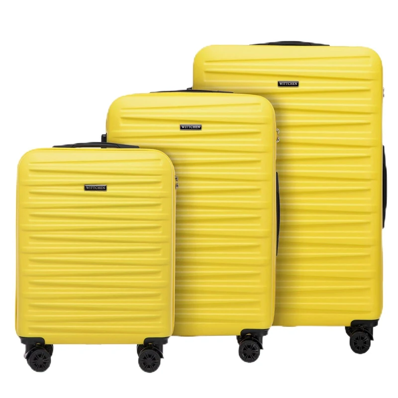 WITTCHEN Skyspeed Line ABS Hard Shell Suitcase Travel Suitcase Trolley Combination Lock Telescopic Handle 4 Wheels, Yellow, Koffer-Set 3tlg., Suitcase