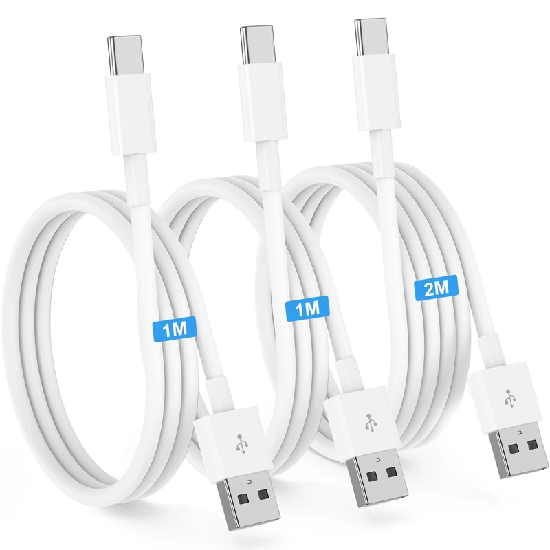USB to USB C Charger Cable Fast Charging for IPhone 15/16/17,3Pack [1M+1M+2M] Apple USB C Carplay Cable Type C Car Charger Cord for iPhone 16 15 17 Pro Max/16 15 Plus/17 Air,iPad,Samsung S25 S24 S23