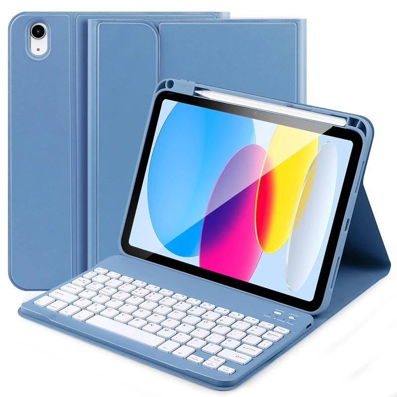 Keyboard for iPad 10th Generation 10.9 inch, Compatible with New 11th Generation (A16) 11 inch, Wireless Detachable Bluetooth Keyboard Case for iPad 10th 2022/ 11th 2025, Blue (iPencil Not Include)