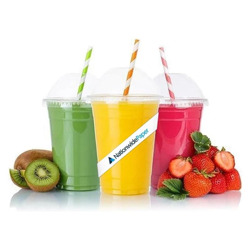 NationwidePaper Strong Smoothie Cups with Dome Lids 16oz 500pcs for Smoothies, Milkshakes, Iced Coffee, Slushy, Thick Drinks and Bubble Tea Recyclable and Reusable (475ml)