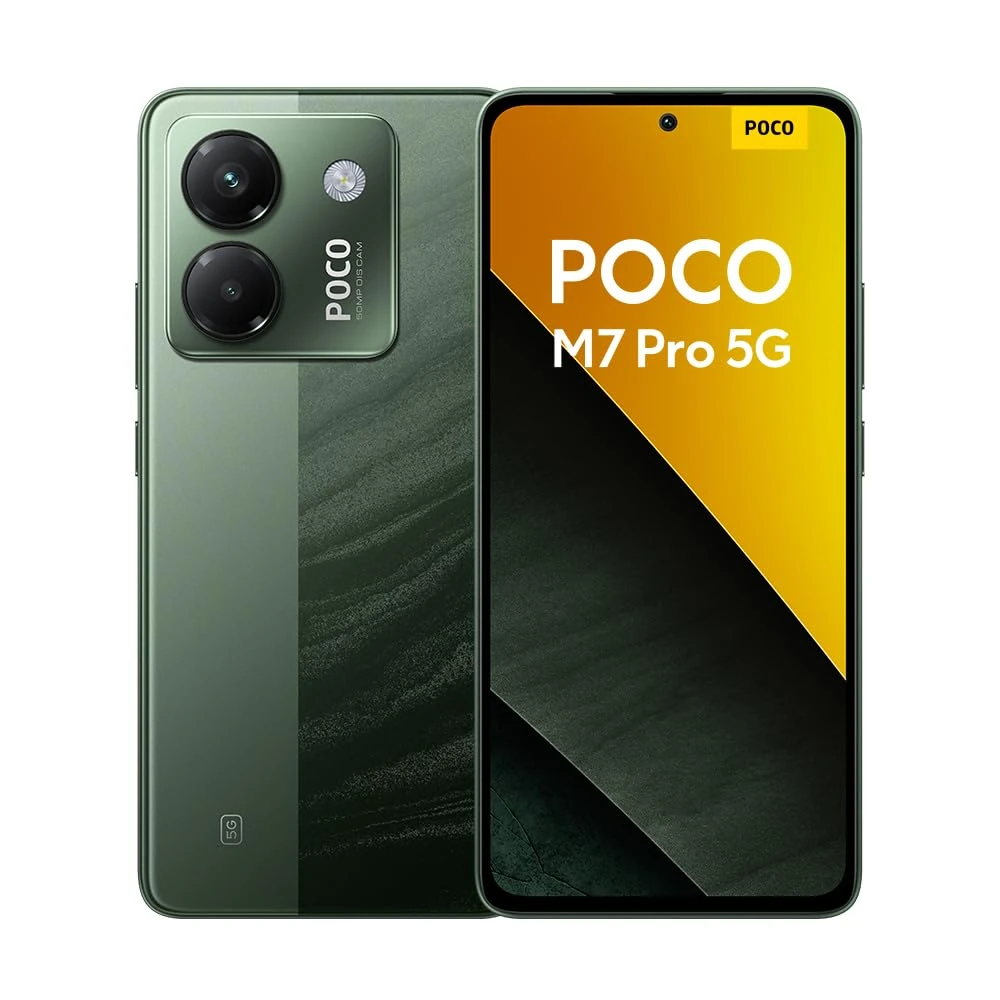 POCO M7 Pro 5G Smartphone, 8+256GB,Green, Clear 50MP Sony camera with OIS, 5110mAh battery, 45W turbo charging, 120Hz eye-care AMOLED display (No power adapter included)